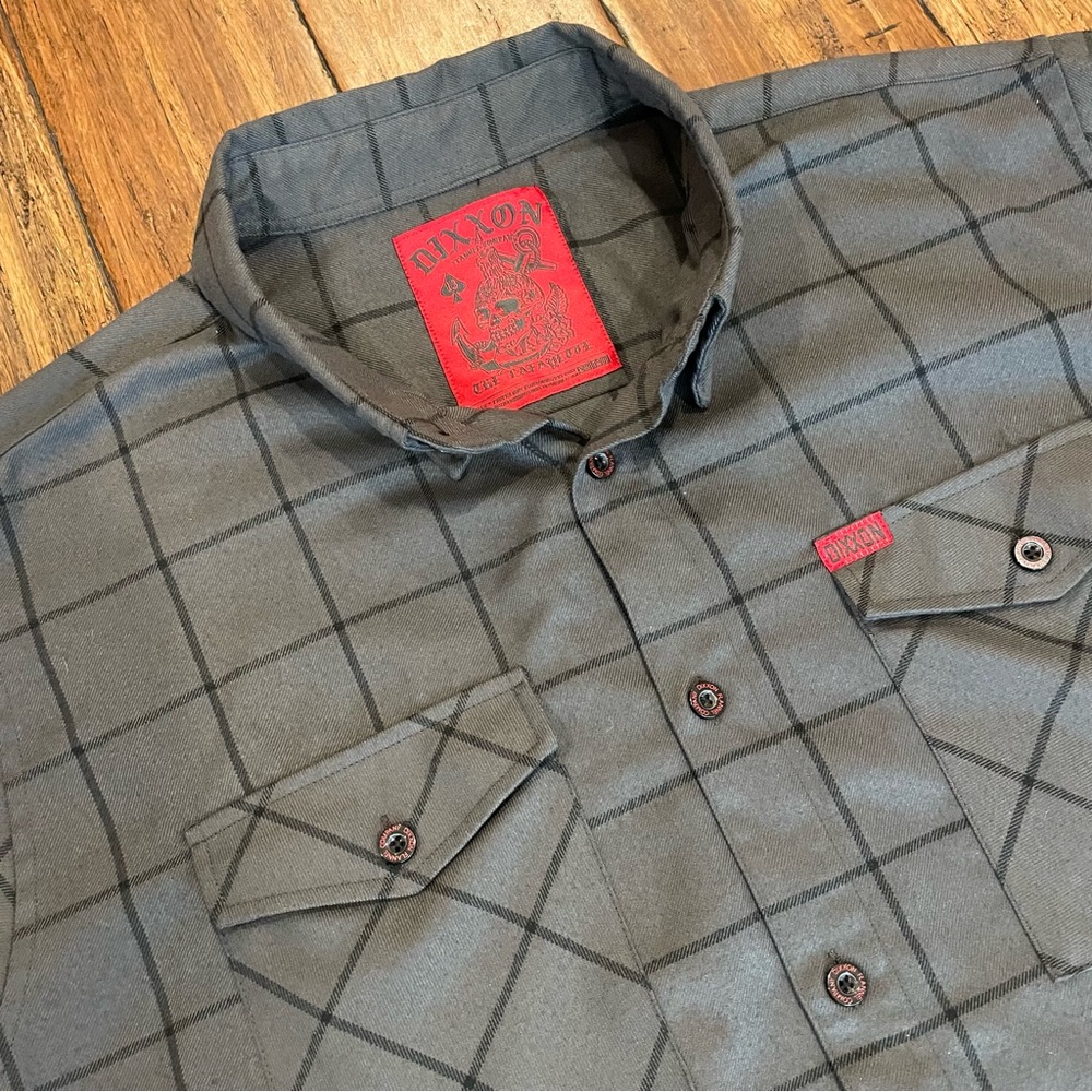 DIXXON Flannel Company “The Lafayette”, Long Sleeve Gray Plaid Button-up Shirt - Picture 3 of 9